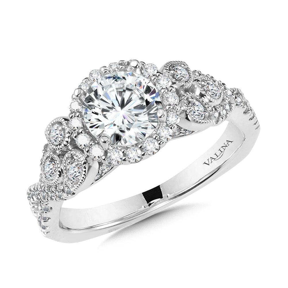 Valina Vintage Diamond Halo Engagement Ring R1031W