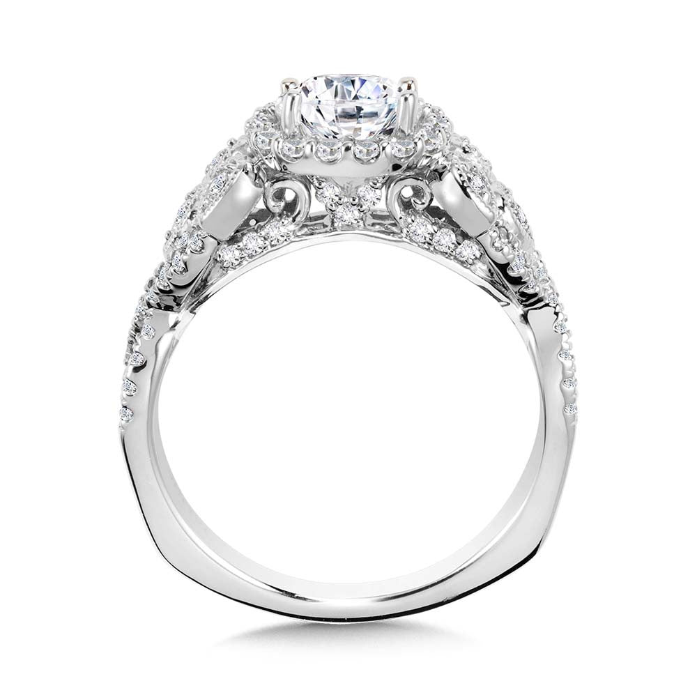 Valina Vintage Diamond Halo Engagement Ring R1031W
