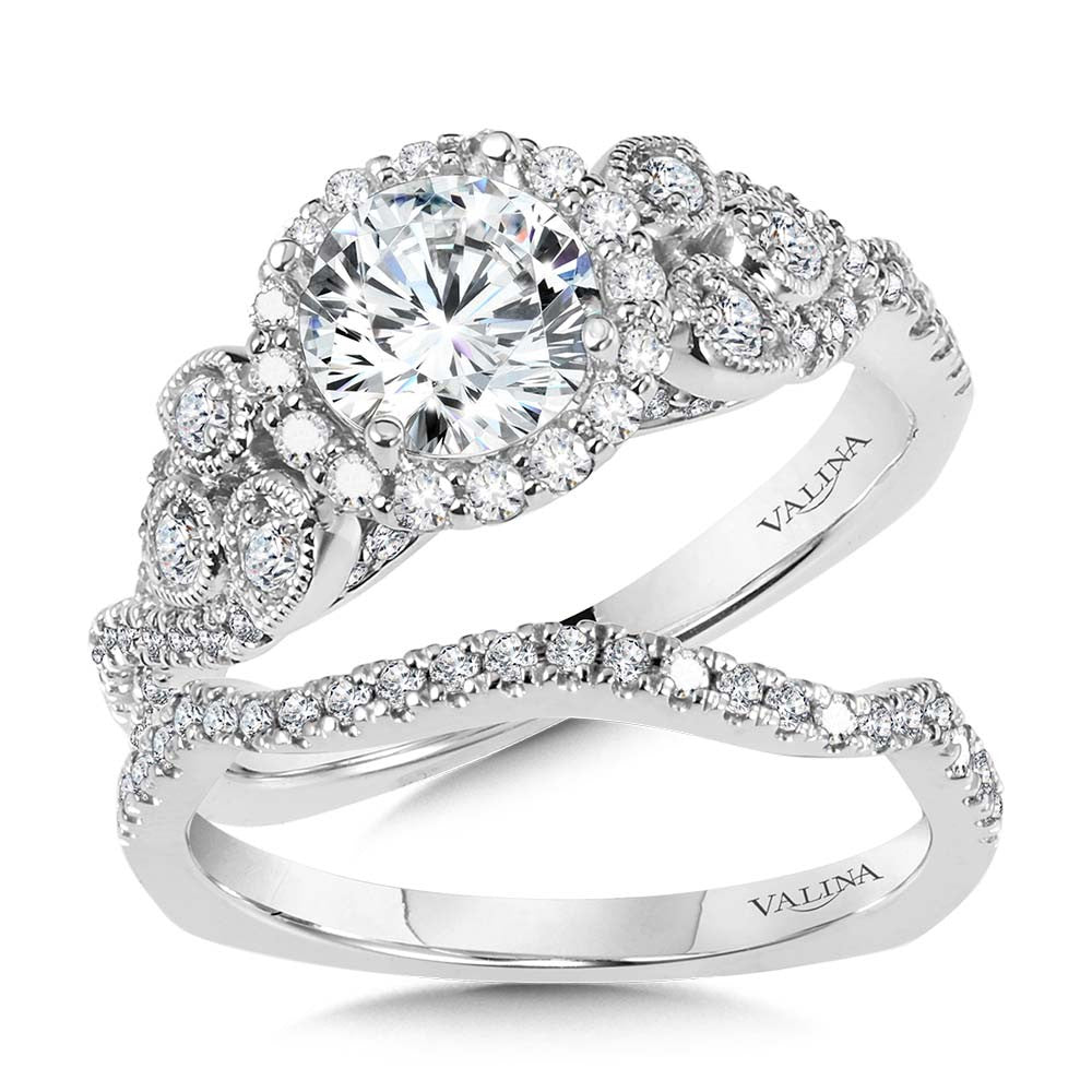 Valina Vintage Diamond Halo Engagement Ring R1031W