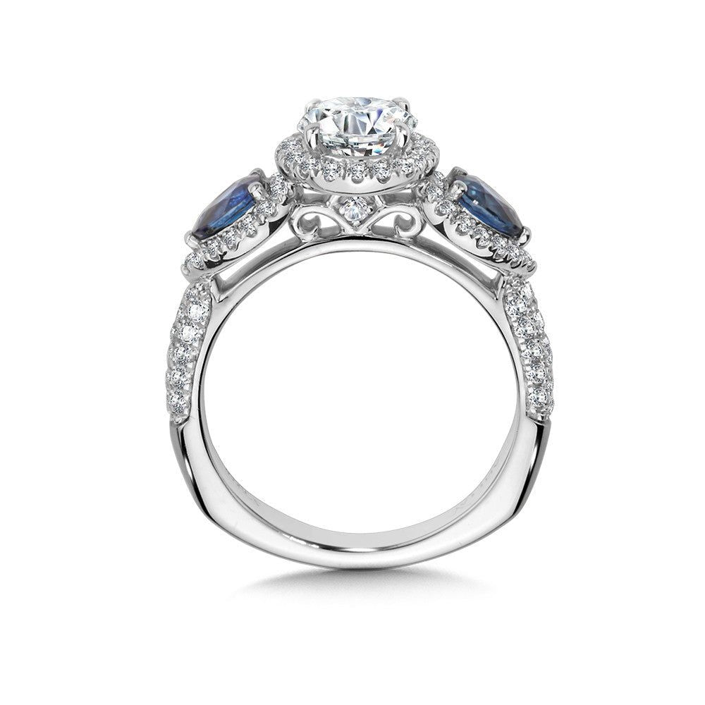 Valina Diamond and Sapphire Halo Engagement Ring R1048W-BSA