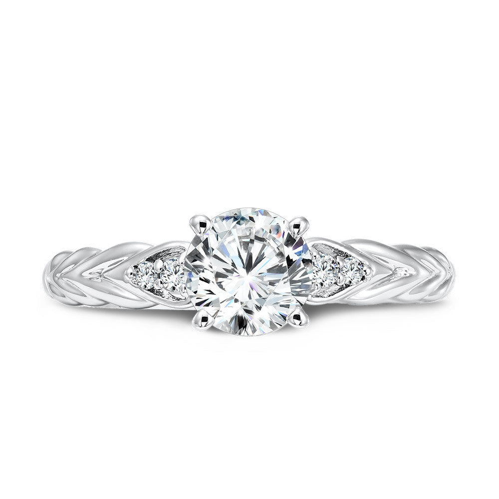 Valina Vintage Chevron Diamond Engagement Ring R1073W