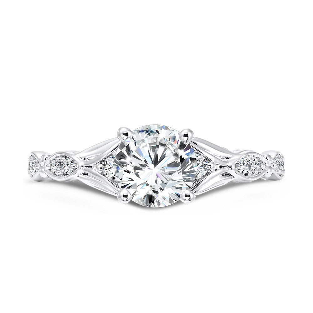 Valina Vintage Tapered Diamond Engagement Ring R1074W