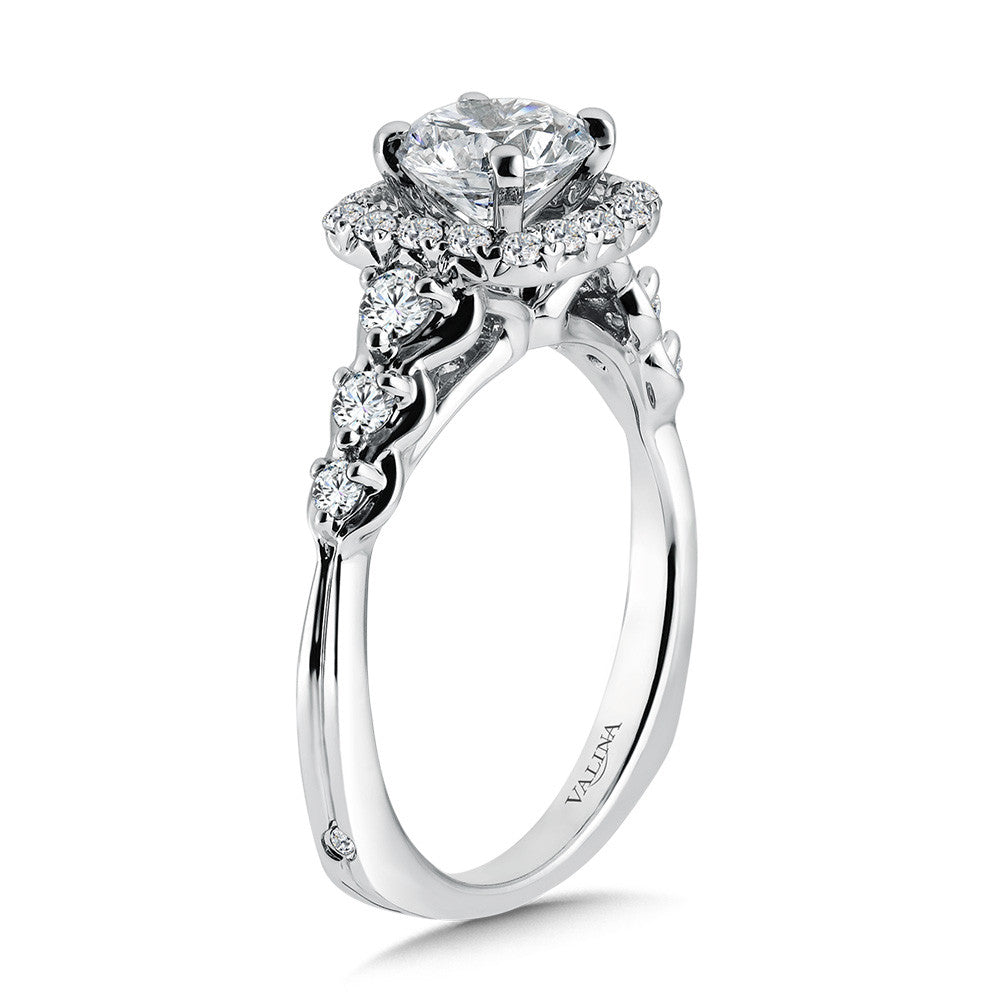 Valina Tapered Cushion-Shaped Halo Diamond Engagement Ring R1077W