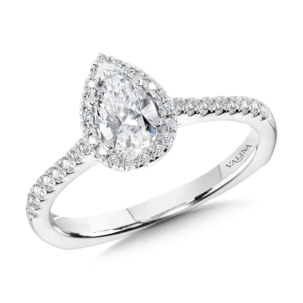 Valina Pear Diamond Straight Halo Engagement Ring R1098W