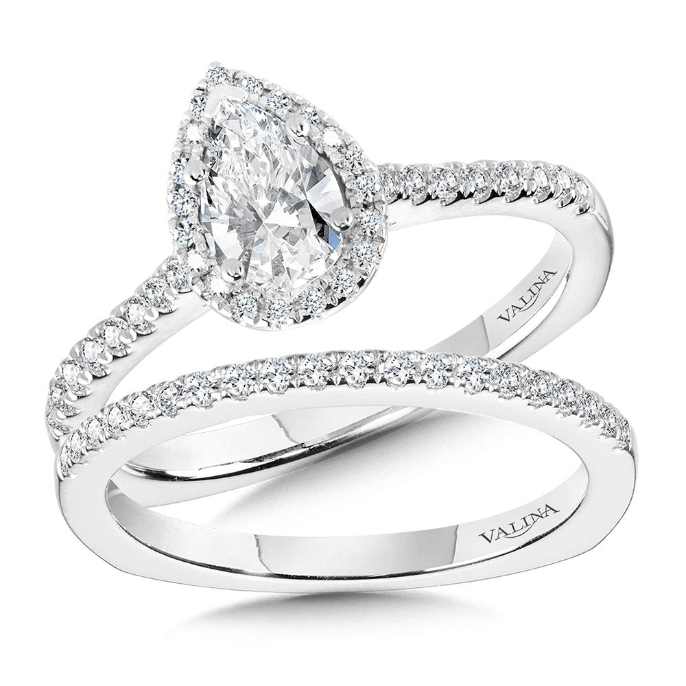 Valina Pear Diamond Straight Halo Engagement Ring R1098W