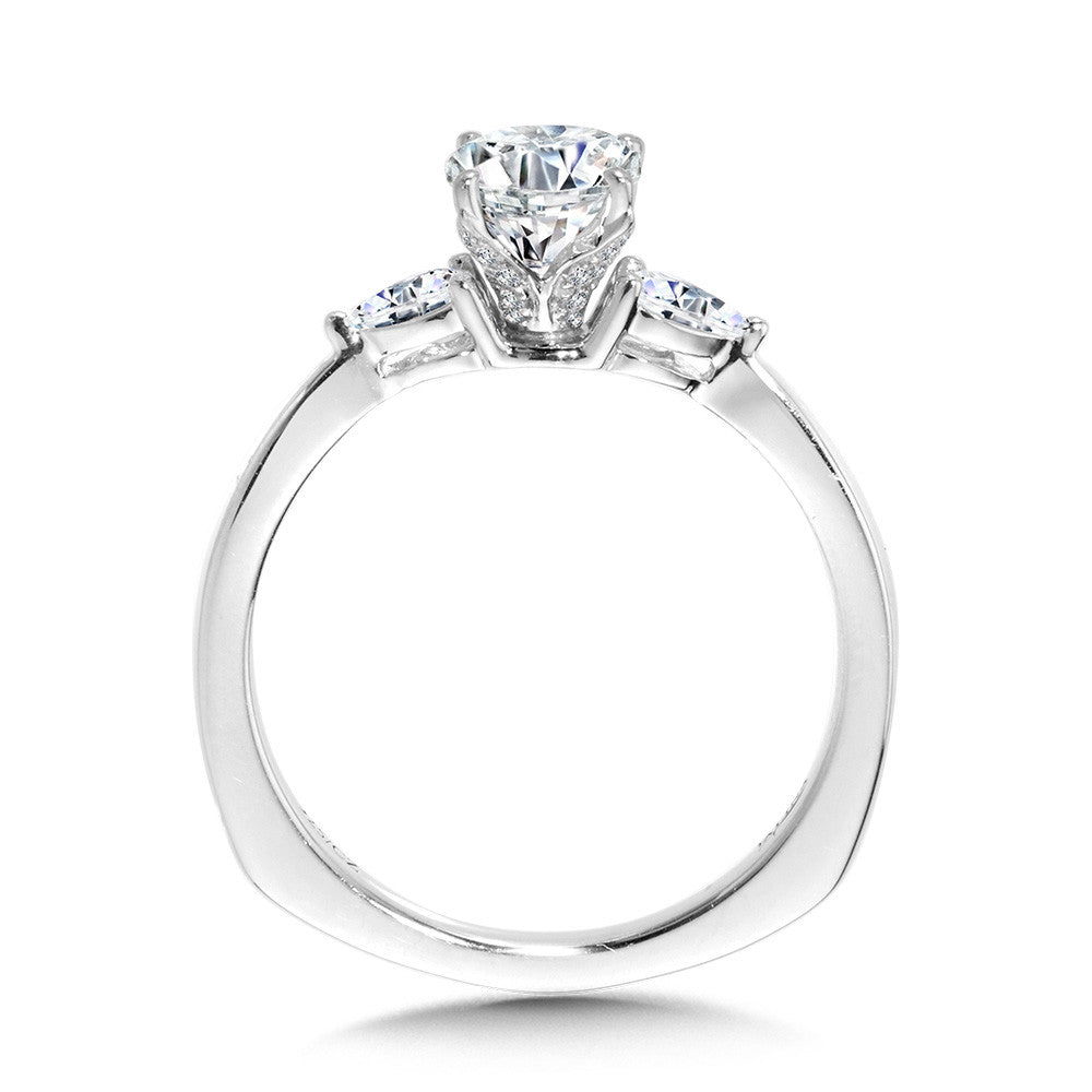 Valina Tapered 3 Stone Oval and Pear Diamond Engagement Ring R1101W