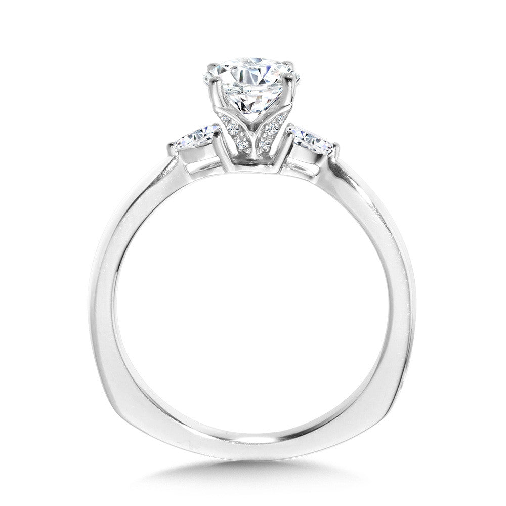 Valina Tapered 3 Stone Round and Pear Diamond Engagement Ring R1103W