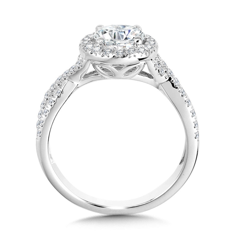 Valina Crisscross Round Halo Engagement Ring R1130W-SR