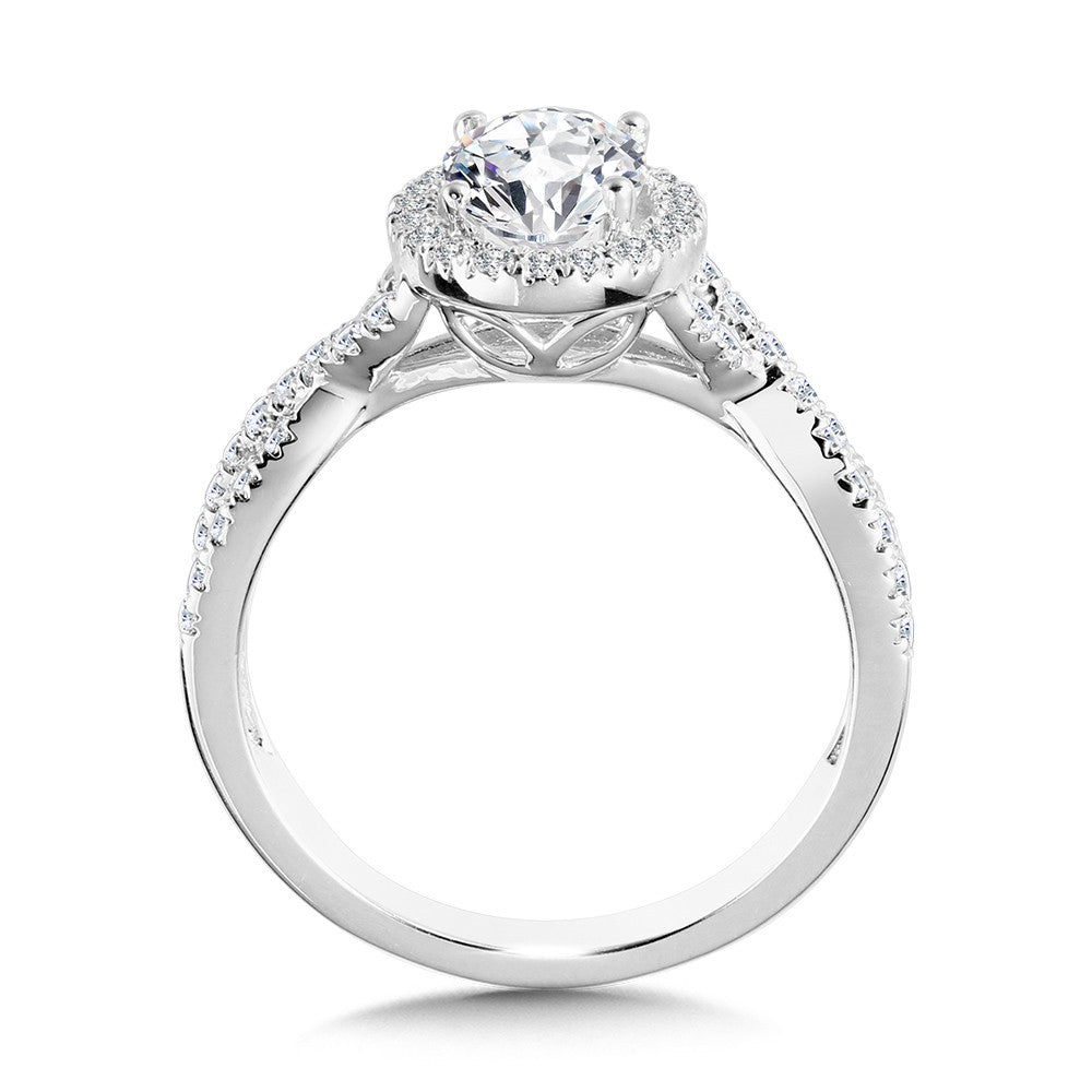 Valina Crisscross Oval Halo Engagement Ring R1132W-SR