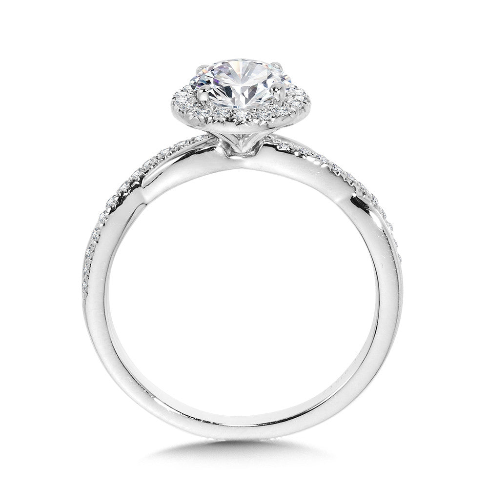 Valina Crisscross Round Halo Engagement Ring R1134W-SR