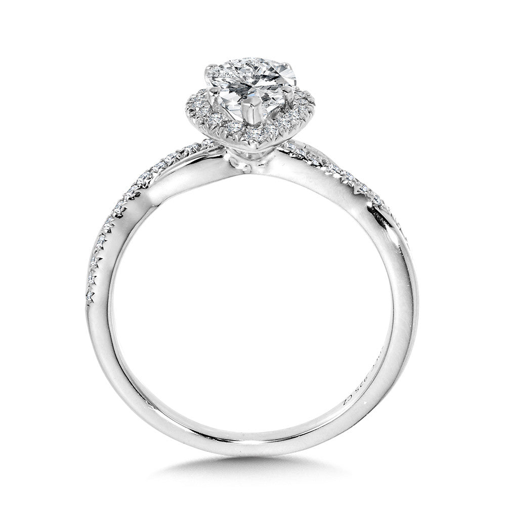 Valina Crisscross Pear-Shaped Halo Engagement Ring R1136W-SR