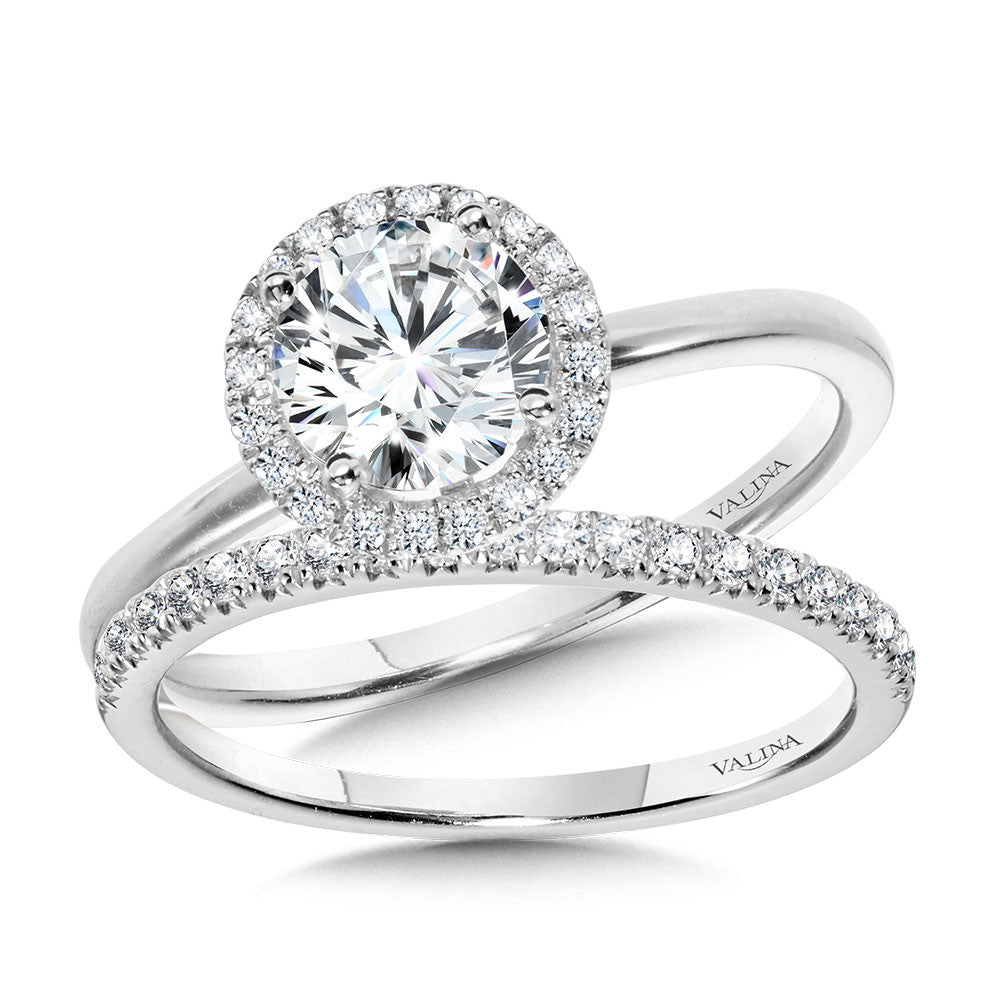 Valina Classic Straight Halo Engagement Ring R1140W-SR