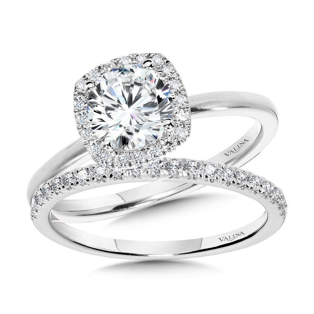 Valina Classic Straight Cushion-Shaped Halo Engagement Ring R1141W-SR