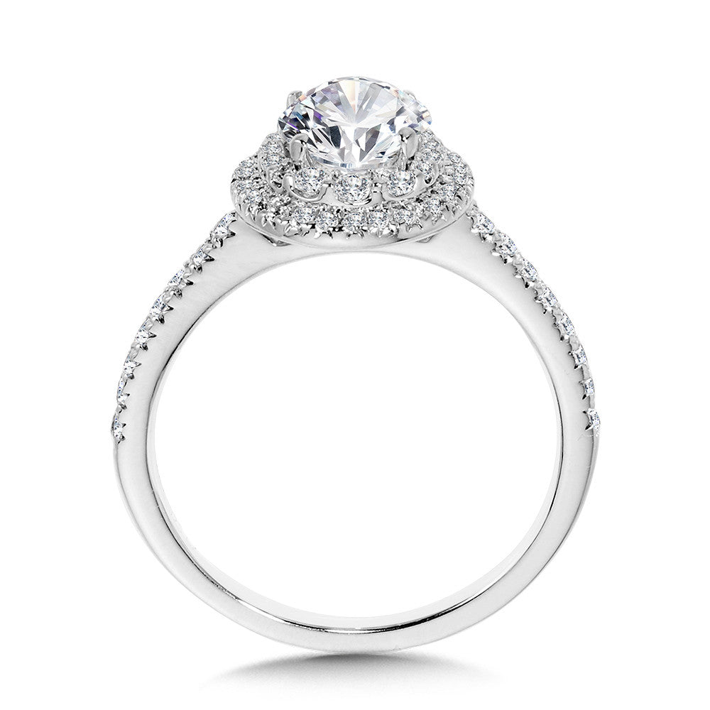 Valina Straight Double-Halo Engagement Ring R1145W-SR
