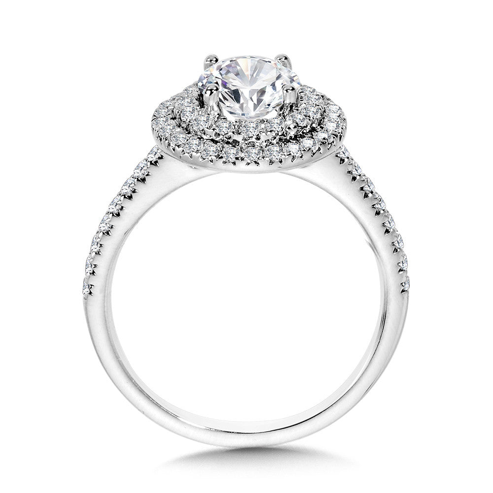 Valina Straight Double-Halo Engagement Ring R1146W-SR