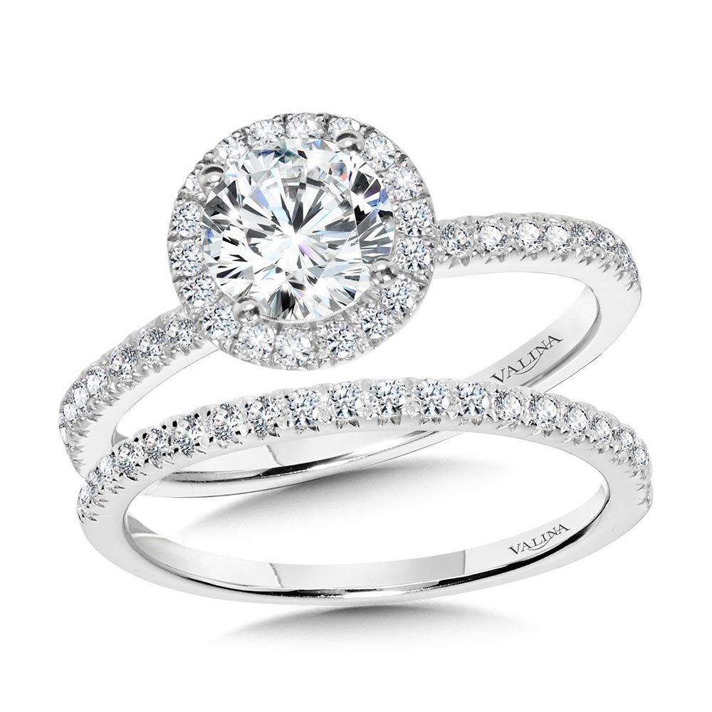 Valina Classic Straight Halo Engagement Ring R1148W-SR