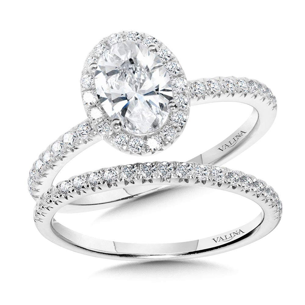 CLASSIC STRAIGHT OVAL HALO ENGAGEMENT RING R1150W-SR