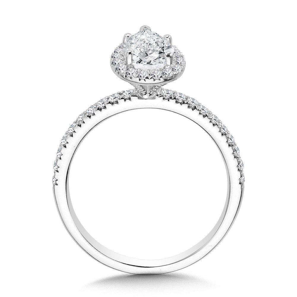 CLASSIC STRAIGHT PEAR-SHAPED HALO ENGAGEMENT RING R1152W-SR