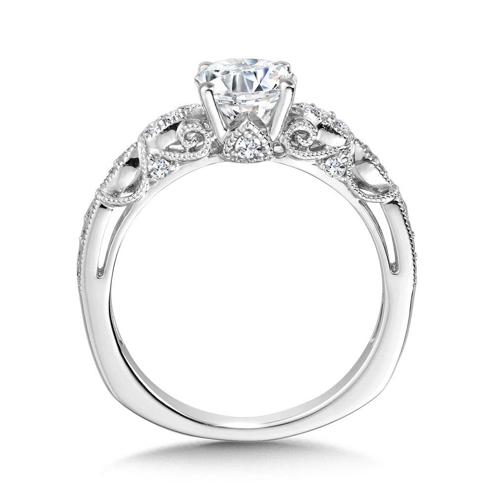 Valina Vintage Milgrain & Filigree Accented Diamond Engagement Ring R1156W