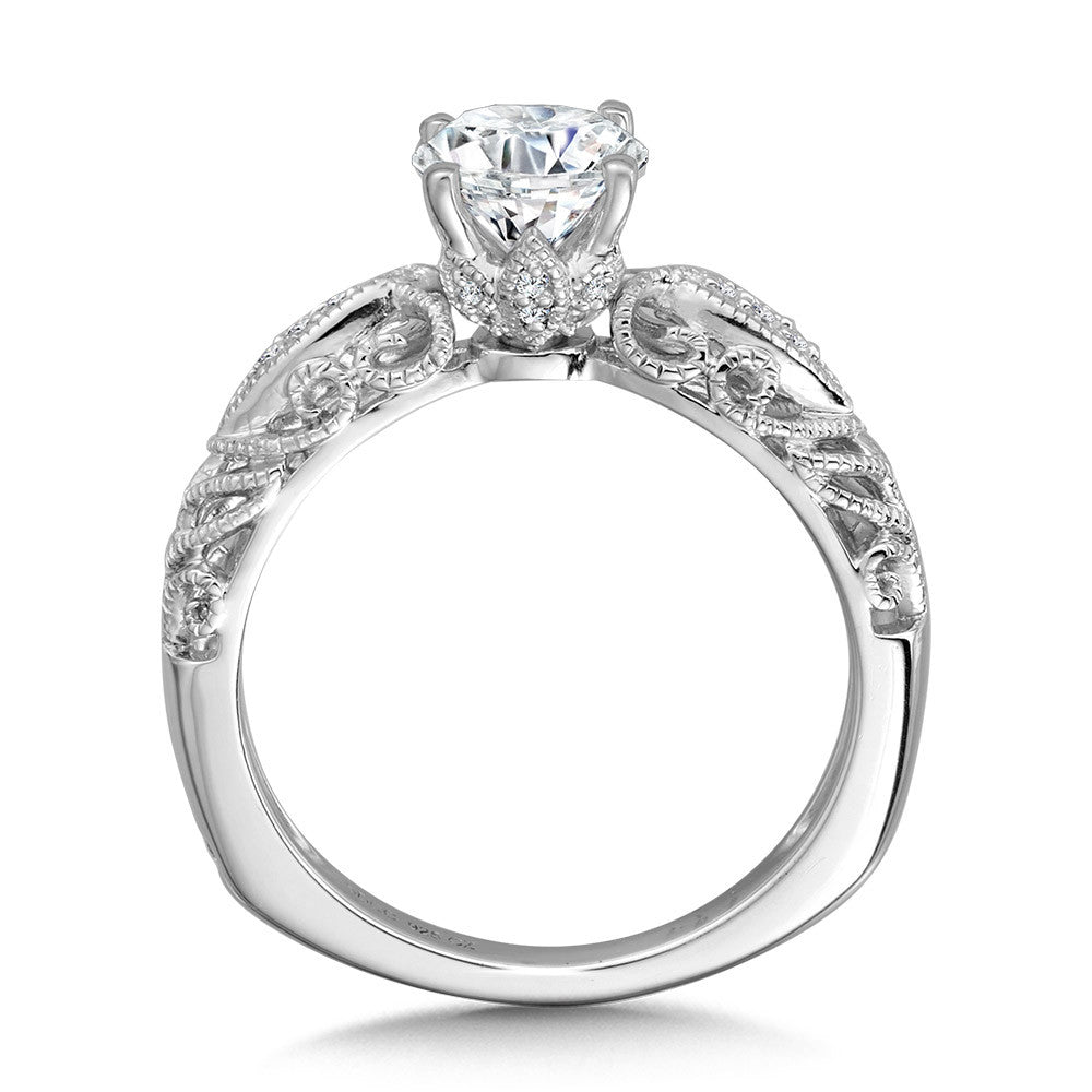 Valina Vintage Milgrain & Filigree Accented Diamond Engagement Ring R1163W
