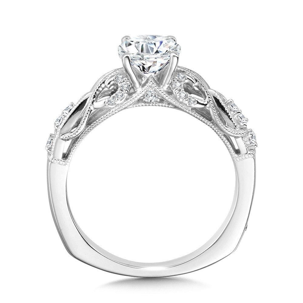Valina Vintage Milgrain & Filigree Accented Diamond Engagement Ring R1164W