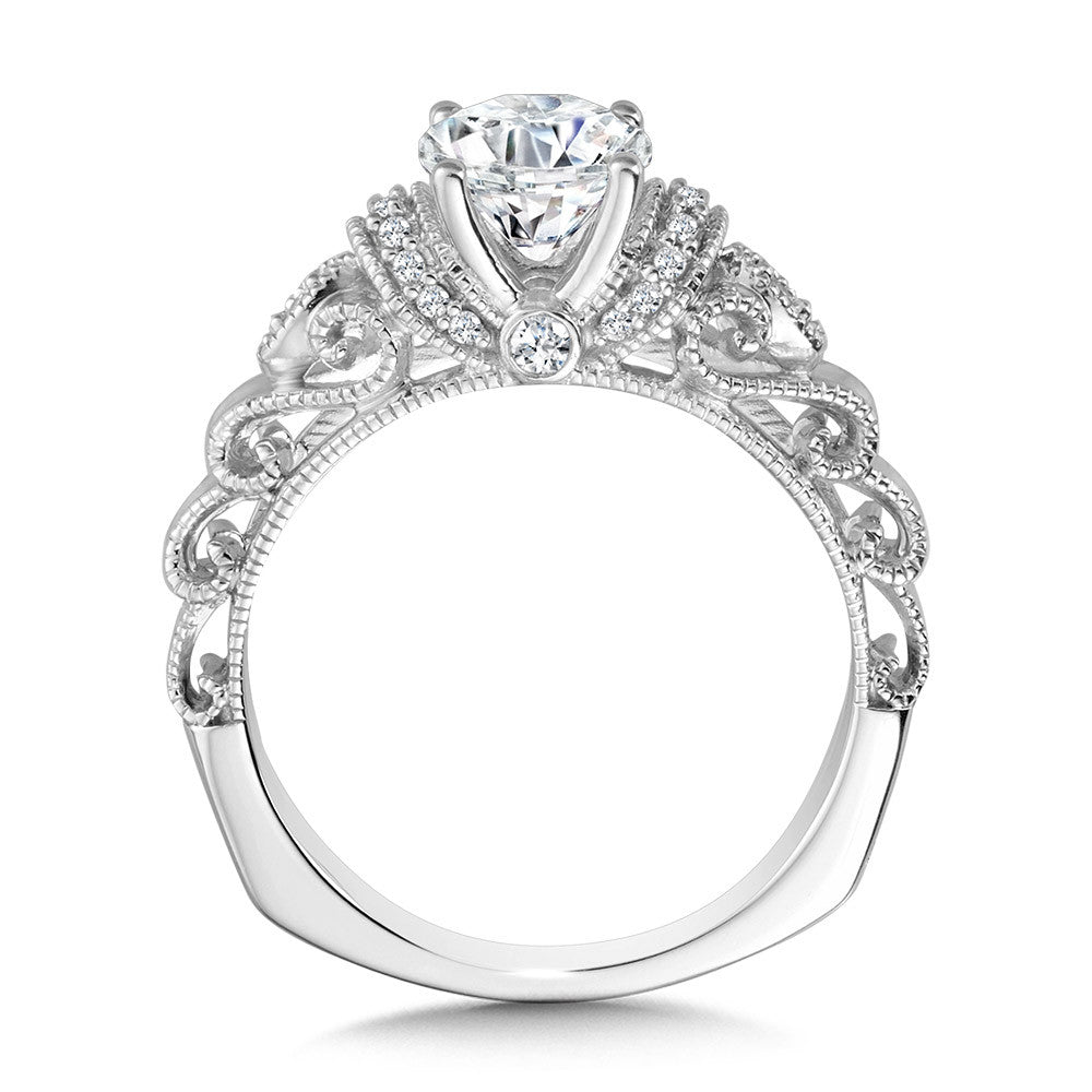 Valina Vintage Milgrain & Filigree Accented Diamond Engagement Ring R1167W