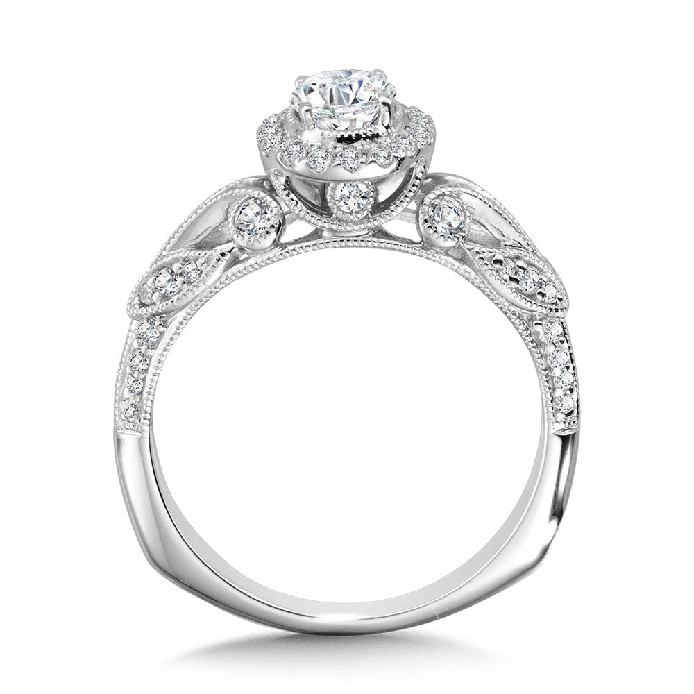Valina Vintage Milgrain & Filigree Accented Halo Engagement Ring R1170W