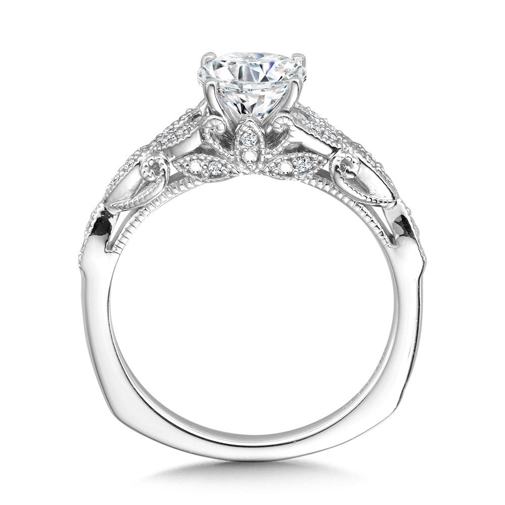 Valina Vintage Milgrain & Filigree Accented Diamond Engagement Ring R1171W