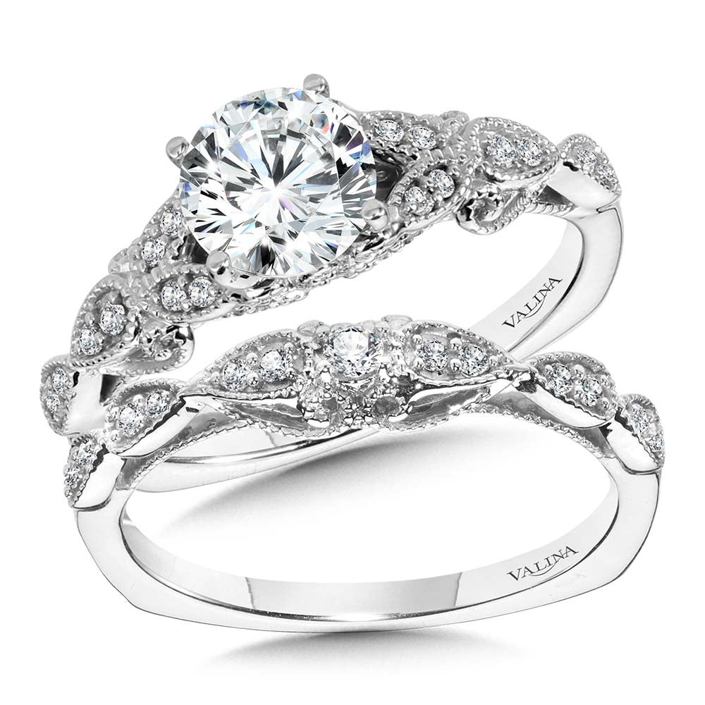 Valina Vintage Milgrain & Filigree Accented Diamond Engagement Ring R1171W
