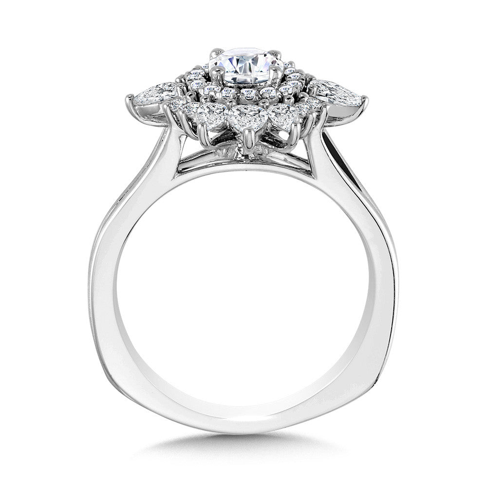 Valina Sun-Burst Split Shank Double Halo Diamond Engagement Ring R2200W