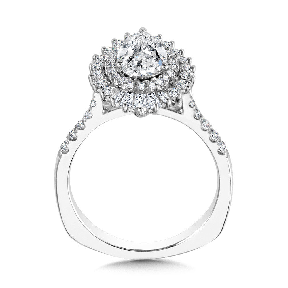 Valina Straight Pear-Cut Diamond & Statement Halo Engagement Ring R2201W