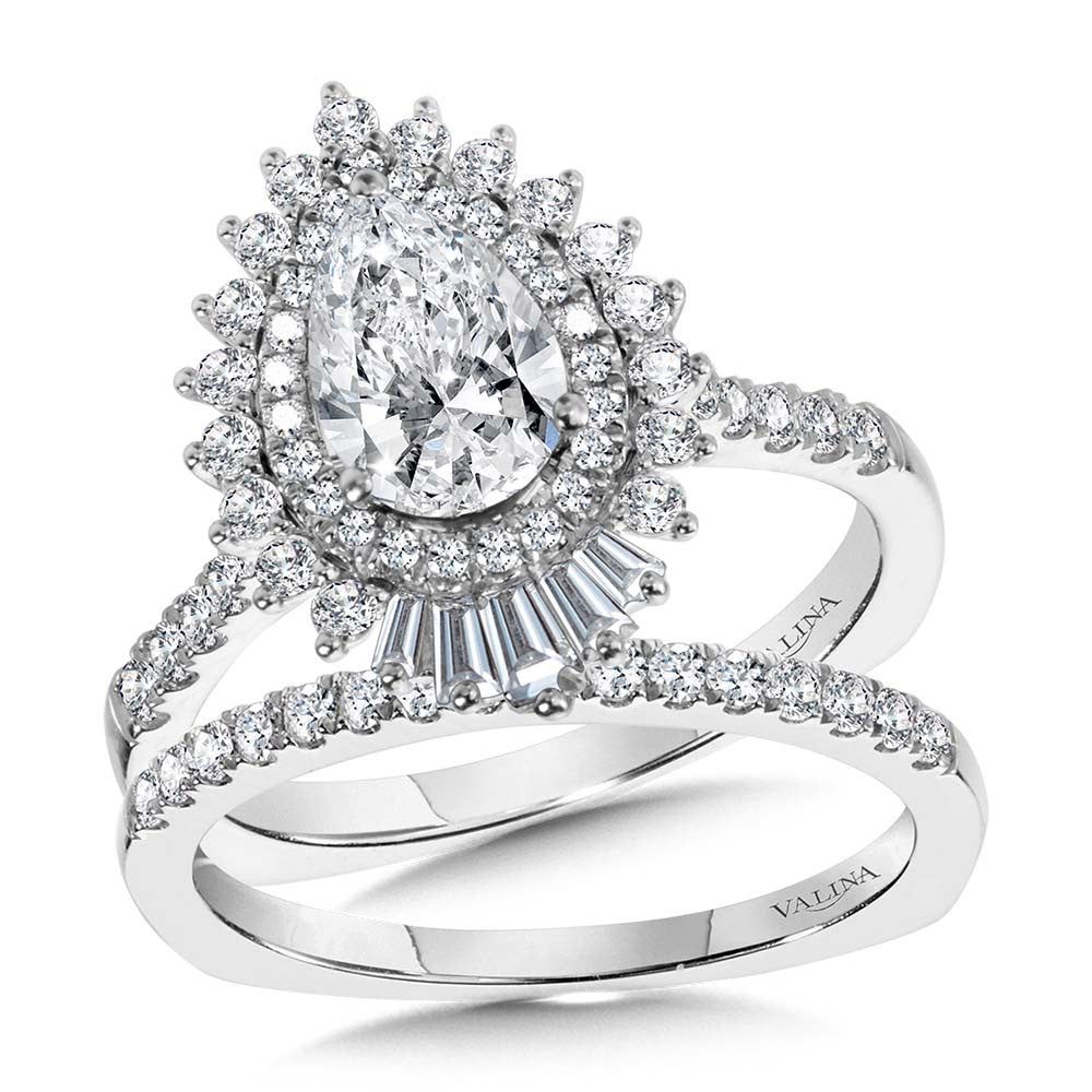 Valina Straight Pear-Cut Diamond & Statement Halo Engagement Ring R2201W