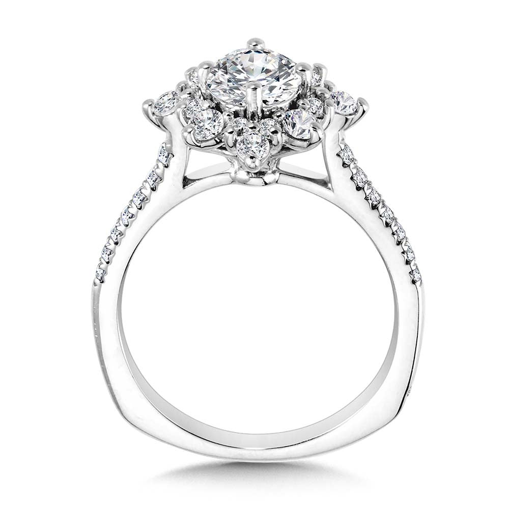 Valina Prong-Tipped Sun Burst Diamond Halo Engagement Ring R2207W
