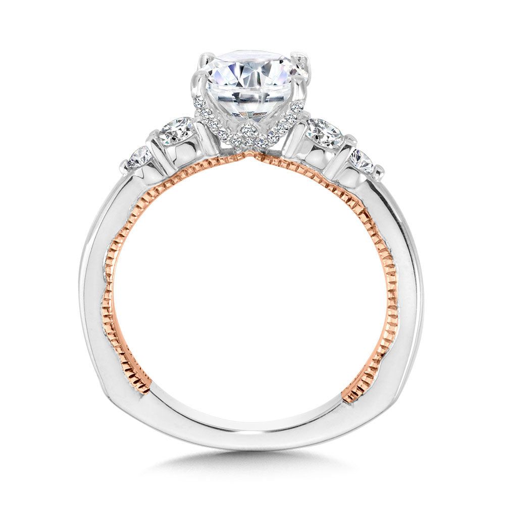 Valina Two-Tone & Milgrain-Beaded Hidden Accents Diamond Engagement Ring R2230WP