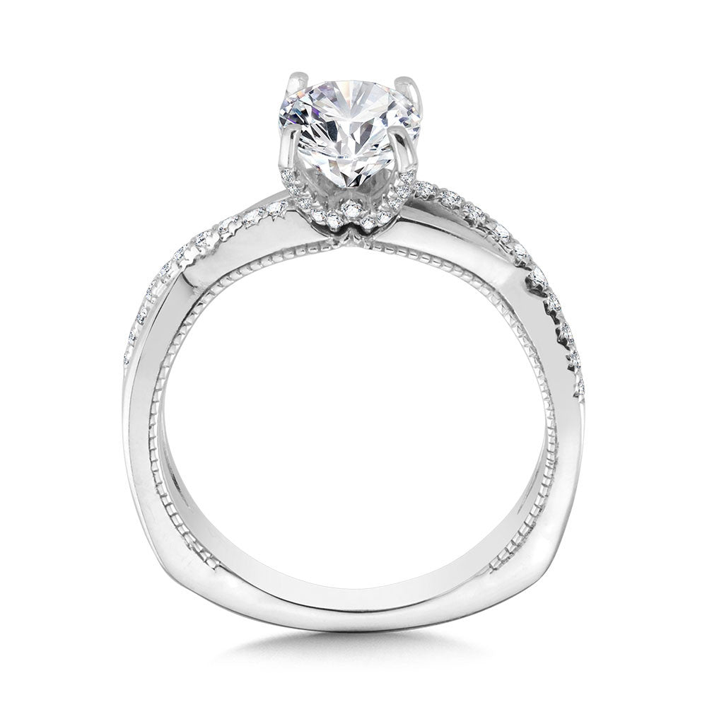 Valina Crisscross & Milgrain-Beaded Hidden Accents Diamond Engagement Ring R2234W