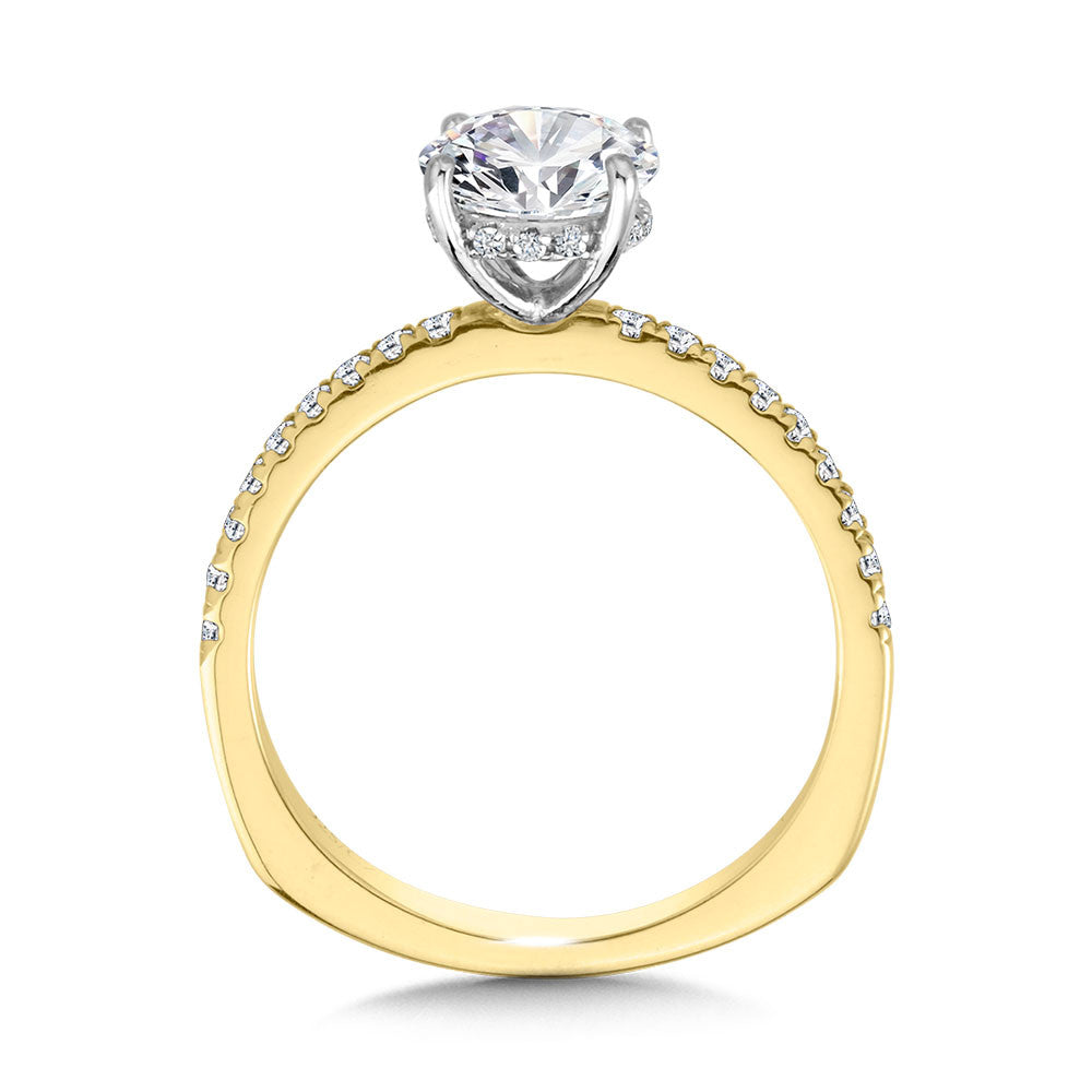 Valina Straight Hidden Halo Diamond Engagement Ring R2239Y