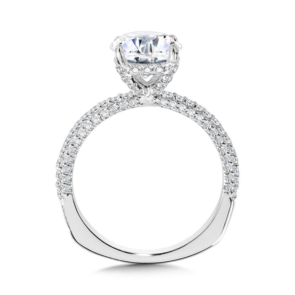 Valina Three-Row Pave-Illusion & Hidden Halo Diamond Engagement Ring R2244W