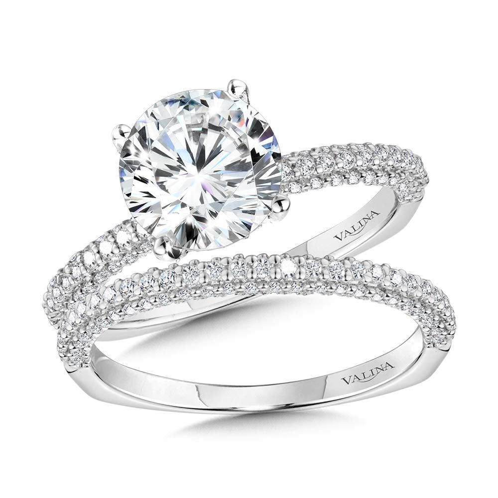 Valina Three-Row Pave-Illusion & Hidden Halo Diamond Engagement Ring R2244W
