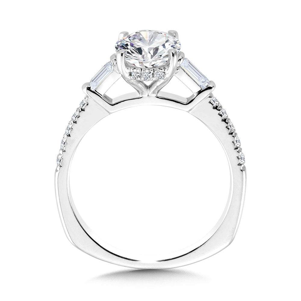 OVAL-CUT BAGUETTE ACCENTED & HIDDEN HALO DIAMOND ENGAGEMENT RING R2245W