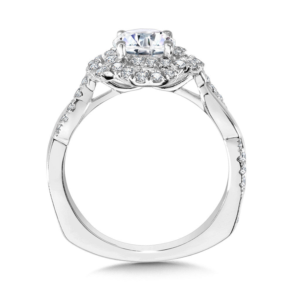 Valina Crisscross Shank & Spiral Halo Diamond Engagement Ring R2248W