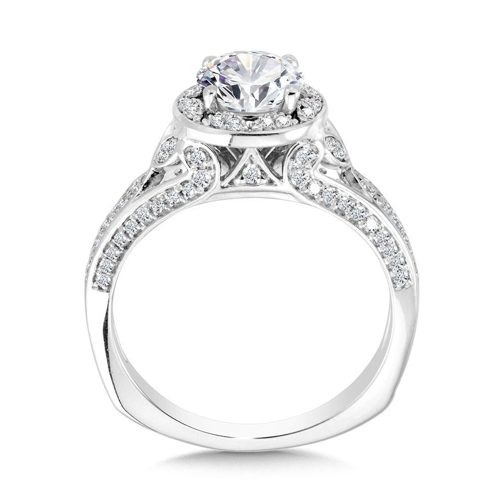 Valina Tapered Architectural Diamond Halo Engagement Ring R2250W