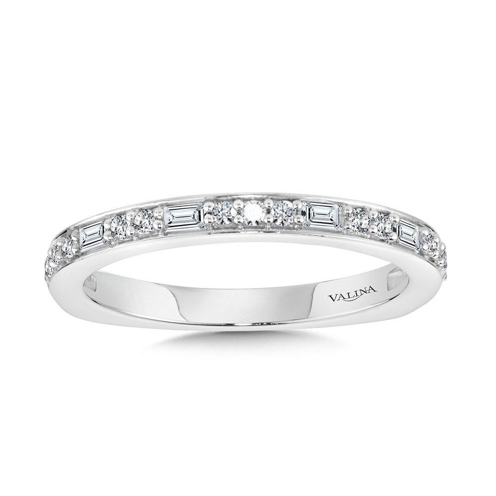 Valina Baguette-Accented Straight Diamond Wedding Band R2251BW