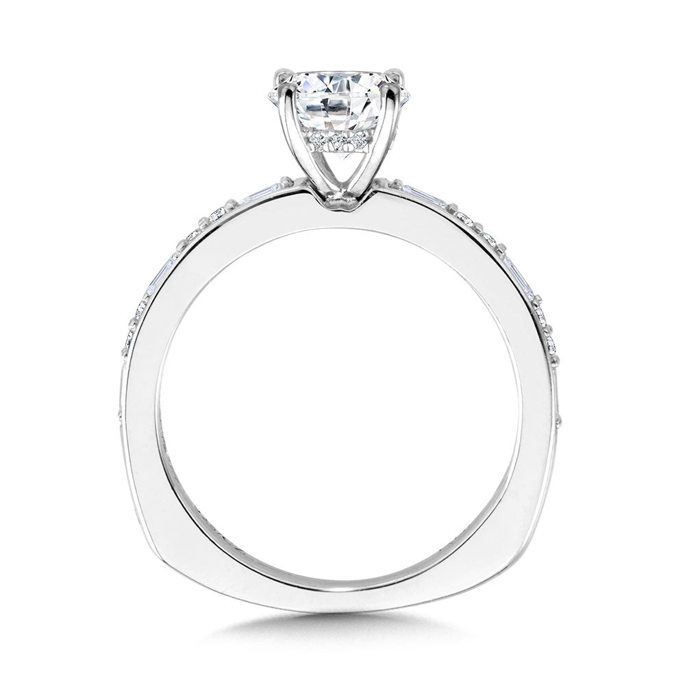 Valina Baguette-Accented Hidden Halo Diamond Engagement Ring R2251W