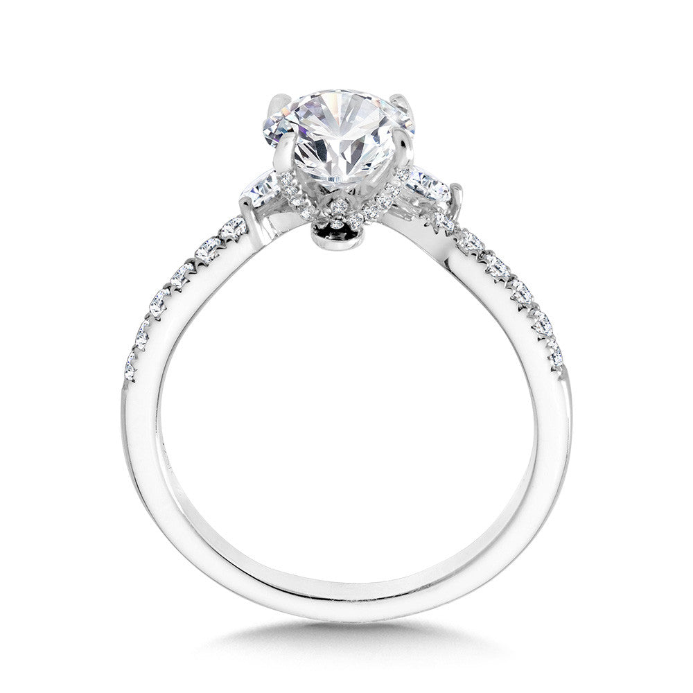 Valina Marquise-Accented & Diamond-Prong Chevron Engagement Ring R2271W-SR