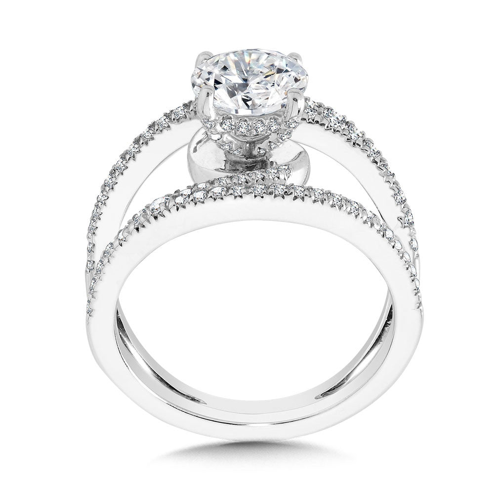 Valina Dramatic Split Shank & Hidden Halo Diamond Engagement Ring R2274W-SR