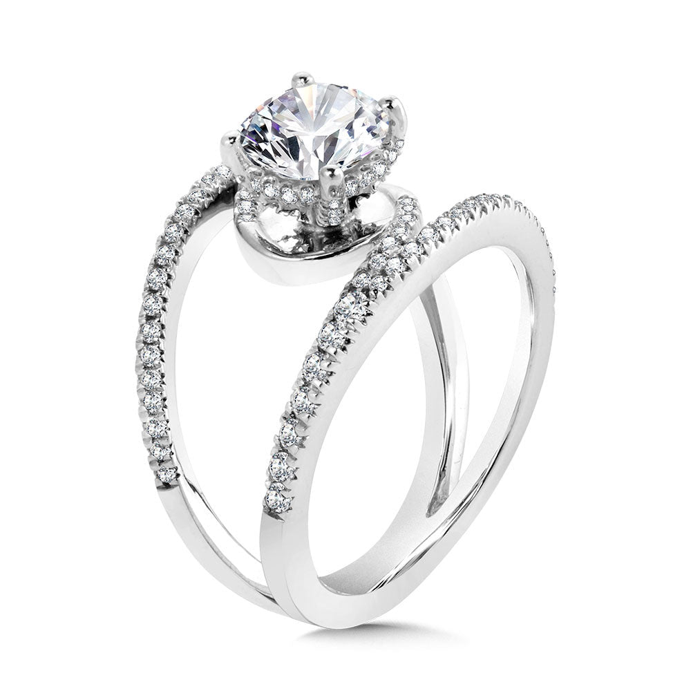 Valina Dramatic Split Shank & Hidden Halo Diamond Engagement Ring R2274W-SR