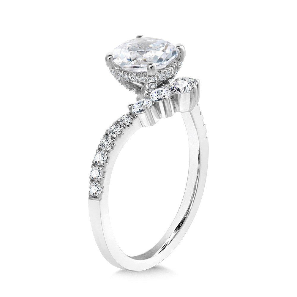 Valina Chevron-Shaped Hidden Halo Diamond Engagement Ring R2276W-SR