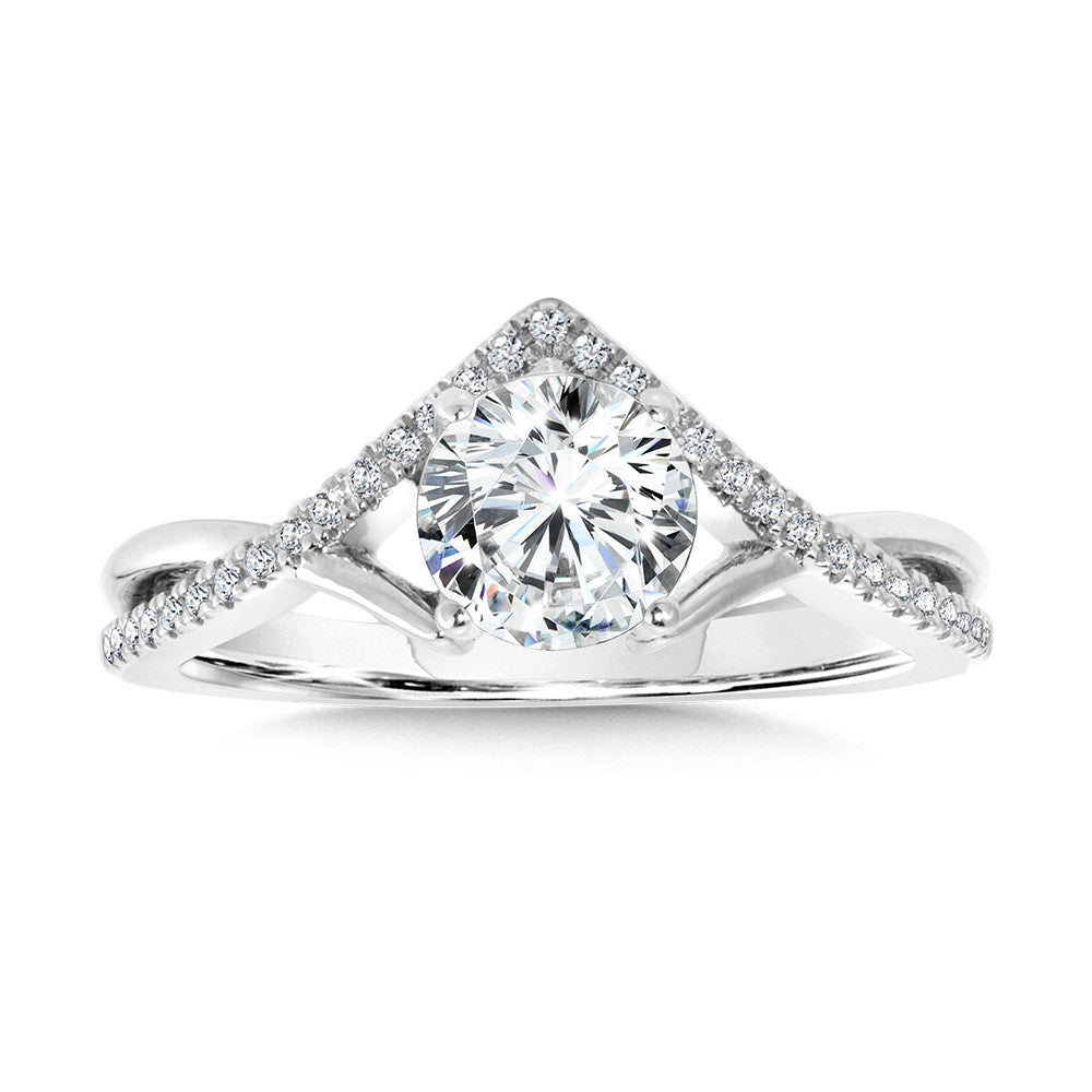Valina Hidden Halo & Crisscross Chevron Diamond Engagement Ring R2277W-SR
