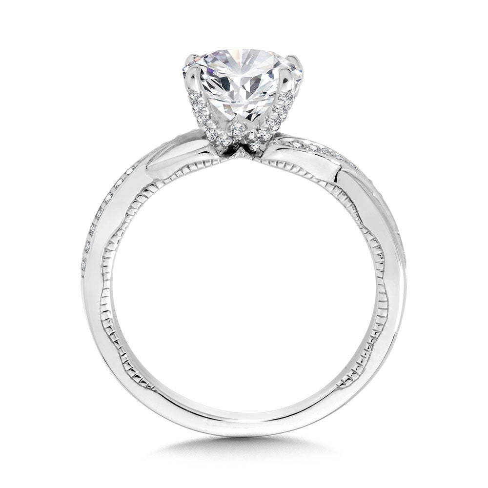 Valina Crisscross & Milgrain-Beaded Hidden Accents Diamond Engagement Ring R2289W-SR