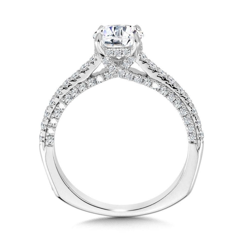 Valina Straight Hidden Halo Engagement Ring w/ Diamond Arch Undergallery R2303W